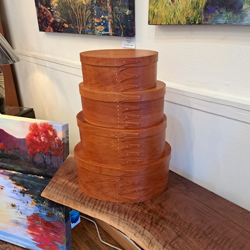 Click to view detail for BJ-010 Shaker Oval Treasure (Nesting) Boxes / Set of 4, Cherry $2300